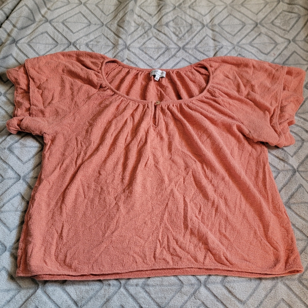 Texture & Thread Madewell Hadley Sweet Dahlia Short Sleeve Blouse Women's Sz L
